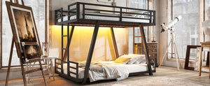 English Elm Twin Over Metal Bunk Bed with Dual Ladders LED Light and Reinforced Low Profile Frame W5305S00200