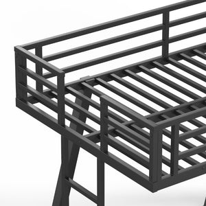 English Elm Twin Over Metal Bunk Bed with Dual Ladders LED Light and Reinforced Low Profile Frame W5305S00200