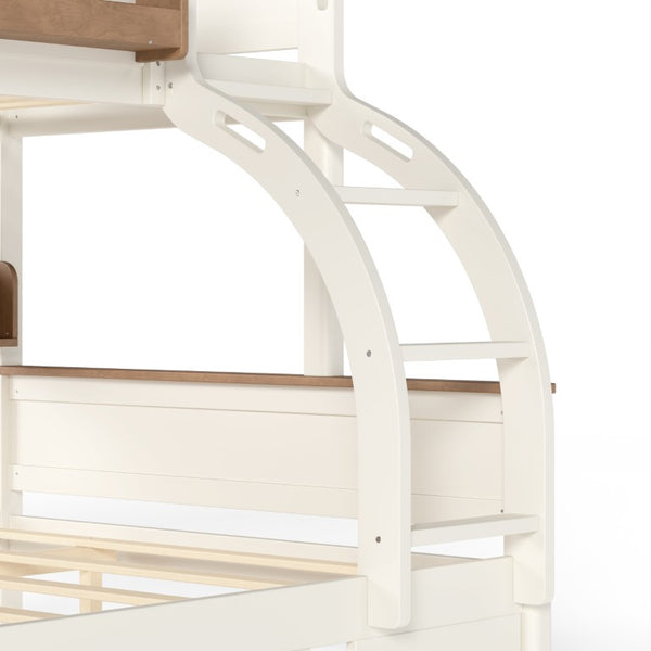English Elm Full Over Bunk Bed Solid Round Tube Frame Arched Rails Vintage Kids Room Beige+Natural 79.5 L x 57.7 W x 60.2 H MDF,Pine,Plywood W5305S00201