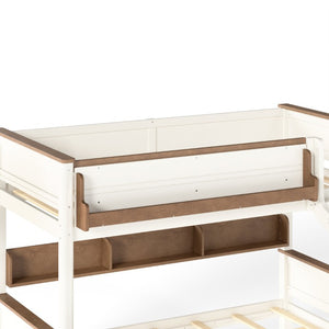 English Elm Full Over Bunk Bed Solid Round Tube Frame Arched Rails Vintage Kids Room Beige+Natural 79.5 L x 57.7 W x 60.2 H MDF,Pine,Plywood W5305S00201