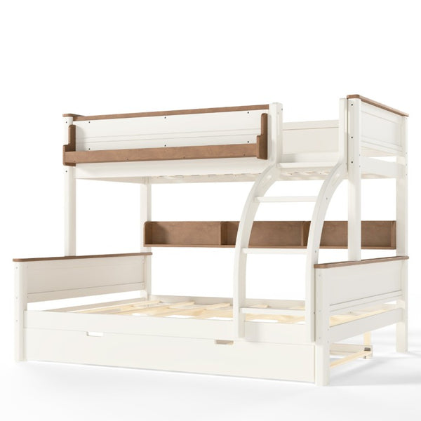 English Elm Full Over Bunk Bed Solid Round Tube Frame Arched Rails Vintage Kids Room Beige+Natural 79.5 L x 57.7 W x 60.2 H MDF,Pine,Plywood W5305S00201