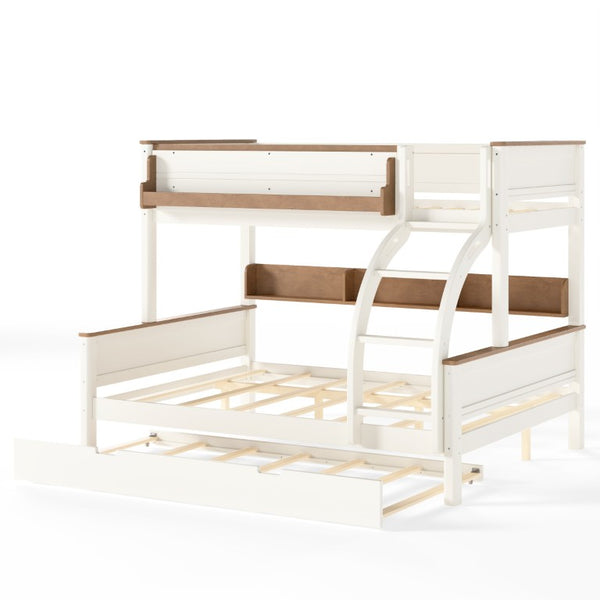 English Elm Full Over Bunk Bed Solid Round Tube Frame Arched Rails Vintage Kids Room Beige+Natural 79.5 L x 57.7 W x 60.2 H MDF,Pine,Plywood W5305S00201