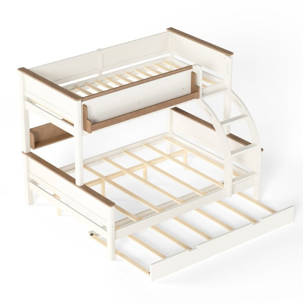 English Elm Full Over Bunk Bed Solid Round Tube Frame Arched Rails Vintage Kids Room Beige+Natural 79.5 L x 57.7 W x 60.2 H MDF,Pine,Plywood W5305S00201