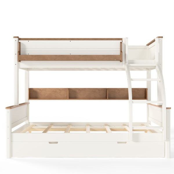 English Elm Full Over Bunk Bed Solid Round Tube Frame Arched Rails Vintage Kids Room Beige+Natural 79.5 L x 57.7 W x 60.2 H MDF,Pine,Plywood W5305S00201