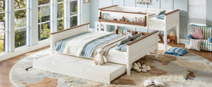 English Elm Full Over Bunk Bed Solid Round Tube Frame Arched Rails Vintage Kids Room Beige+Natural 79.5 L x 57.7 W x 60.2 H MDF,Pine,Plywood W5305S00201