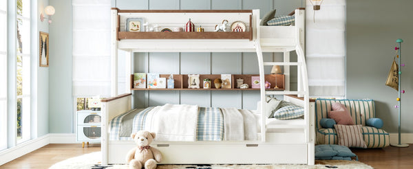 English Elm Full Over Bunk Bed Solid Round Tube Frame Arched Rails Vintage Kids Room Beige+Natural 79.5 L x 57.7 W x 60.2 H MDF,Pine,Plywood W5305S00201