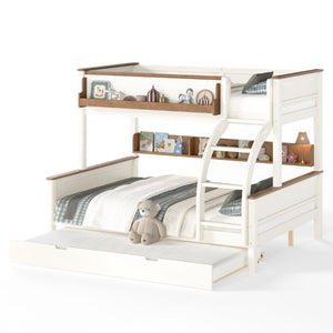 English Elm Full Over Bunk Bed Solid Round Tube Frame Arched Rails Vintage Kids Room Beige+Natural 79.5 L x 57.7 W x 60.2 H MDF,Pine,Plywood W5305S00201