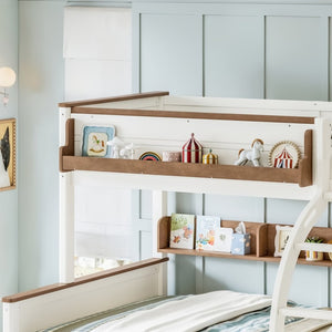 English Elm Full Over Bunk Bed Solid Round Tube Frame Arched Rails Vintage Kids Room Beige+Natural 79.5 L x 57.7 W x 60.2 H MDF,Pine,Plywood W5305S00201