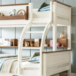 English Elm Full Over Bunk Bed Solid Round Tube Frame Arched Rails Vintage Kids Room Beige+Natural 79.5 L x 57.7 W x 60.2 H MDF,Pine,Plywood W5305S00201
