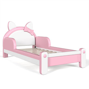 English Elm Twin Cat Shaped Kids Platform Bed PU Upholstered Low Profile Princess Bedroom Frame W5305S00213