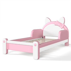 English Elm Twin Cat Shaped Kids Platform Bed PU Upholstered Low Profile Princess Bedroom Frame W5305S00213