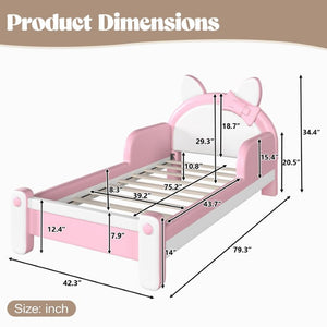English Elm Twin Cat Shaped Kids Platform Bed PU Upholstered Low Profile Princess Bedroom Frame W5305S00213
