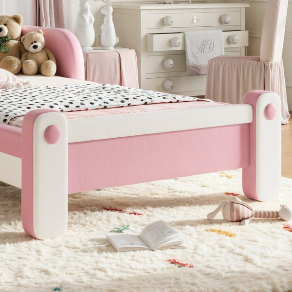 English Elm Twin Cat Shaped Kids Platform Bed PU Upholstered Low Profile Princess Bedroom Frame W5305S00213