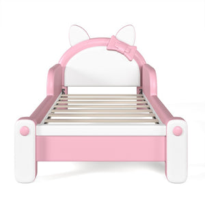 English Elm Twin Cat Shaped Kids Platform Bed PU Upholstered Low Profile Princess Bedroom Frame W5305S00213