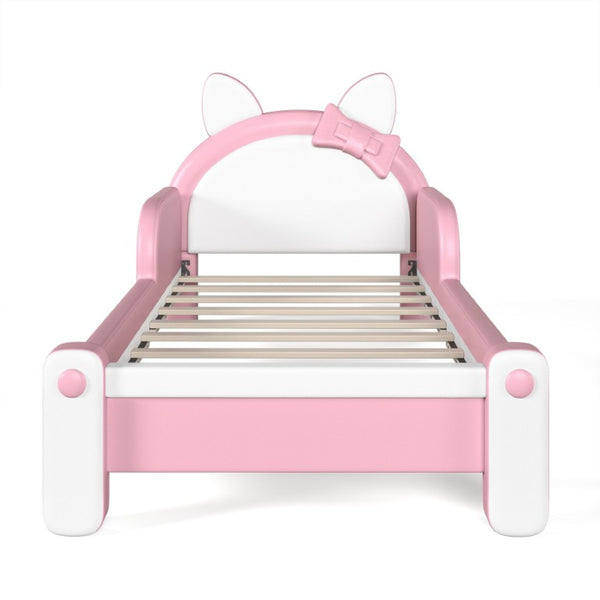 English Elm Twin Cat Shaped Kids Platform Bed PU Upholstered Low Profile Princess Bedroom Frame W5305S00213