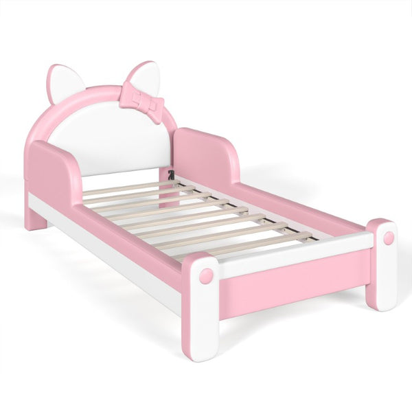 English Elm Twin Cat Shaped Kids Platform Bed PU Upholstered Low Profile Princess Bedroom Frame W5305S00213
