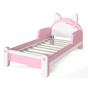 English Elm Twin Cat Shaped Kids Platform Bed PU Upholstered Low Profile Princess Bedroom Frame W5305S00213