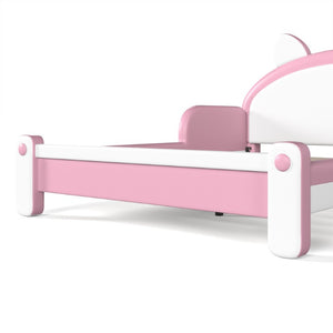 English Elm Full Cat Shaped PU Upholstered Kids Platform Bed with Guardrails Princess Bedroom White+Pink PU Full W5305S00214
