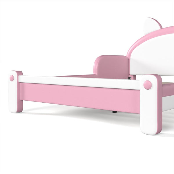 English Elm Full Cat Shaped PU Upholstered Kids Platform Bed with Guardrails Princess Bedroom White+Pink PU Full W5305S00214