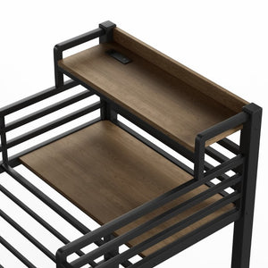 English Elm Twin Over Triple Heavy Duty Metal Bunk Bed with Storage Stair Drawers for Kids Black W5305S00226
