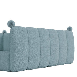 English Elm Queen Montessori Floor Bed Teddy Upholstered Surround Rails Low Profile Kids Frame Blue W5305S00239