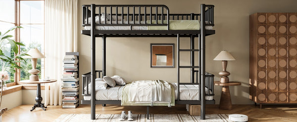 English Elm Full House Shaped Kids Loft Bed Solid Wood Frame with Cabinet Stairs and Shelves Black Metal W5305S00249