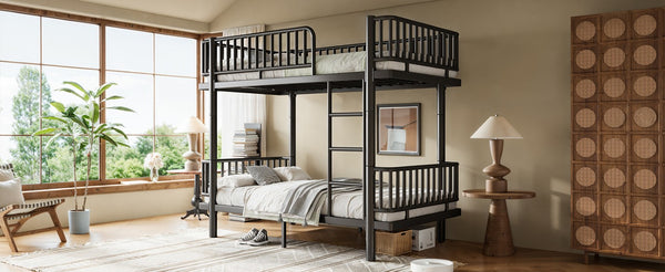 English Elm Full House Shaped Kids Loft Bed Solid Wood Frame with Cabinet Stairs and Shelves Black Metal W5305S00249
