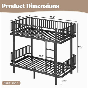 English Elm Full House Shaped Kids Loft Bed Solid Wood Frame with Cabinet Stairs and Shelves Black Metal W5305S00249