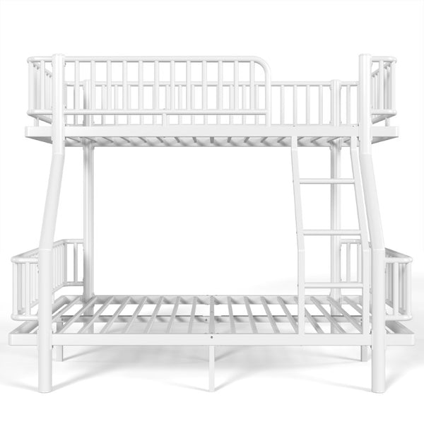 English Elm Twin Over Full Bunk Bed Round Pipe Steel Frame with Guardrails for Kids and Teens Antique White Metal W5305S00254
