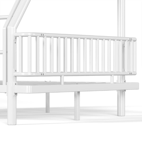English Elm Twin Over Full Bunk Bed Round Pipe Steel Frame with Guardrails for Kids and Teens Antique White Metal W5305S00254