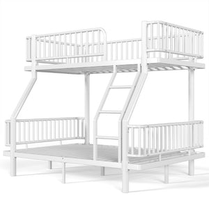 English Elm Twin Over Full Bunk Bed Round Pipe Steel Frame with Guardrails for Kids and Teens Antique White Metal W5305S00254