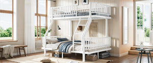 English Elm Twin Over Full Bunk Bed Round Pipe Steel Frame with Guardrails for Kids and Teens Antique White Metal W5305S00254