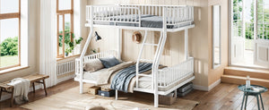 English Elm Twin Over Full Bunk Bed Round Pipe Steel Frame with Guardrails for Kids and Teens Antique White Metal W5305S00254