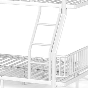 English Elm Twin Over Full Bunk Bed Round Pipe Steel Frame with Guardrails for Kids and Teens Antique White Metal W5305S00254