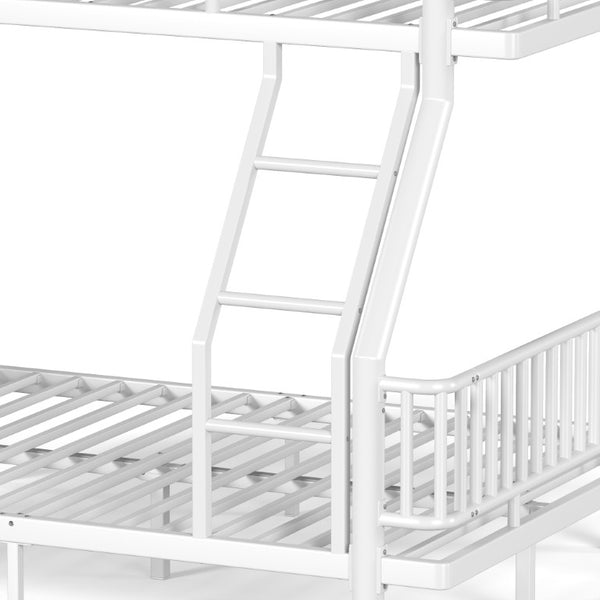 English Elm Twin Over Full Bunk Bed Round Pipe Steel Frame with Guardrails for Kids and Teens Antique White Metal W5305S00254