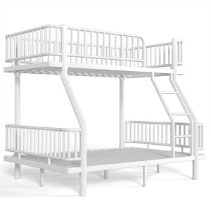 English Elm Twin Over Full Bunk Bed Round Pipe Steel Frame with Guardrails for Kids and Teens Antique White Metal W5305S00254