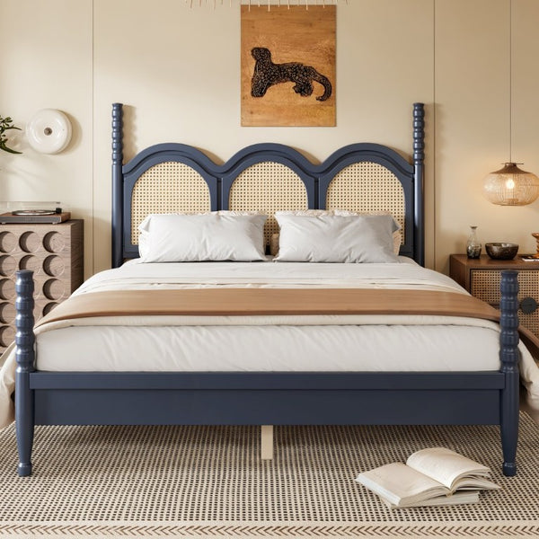 English Elm Twin Over Full Bunk Bed Round Pipe Steel Frame with Guardrails for Kids and Teens Blue MDF,Pine,Plywood W5305S00255