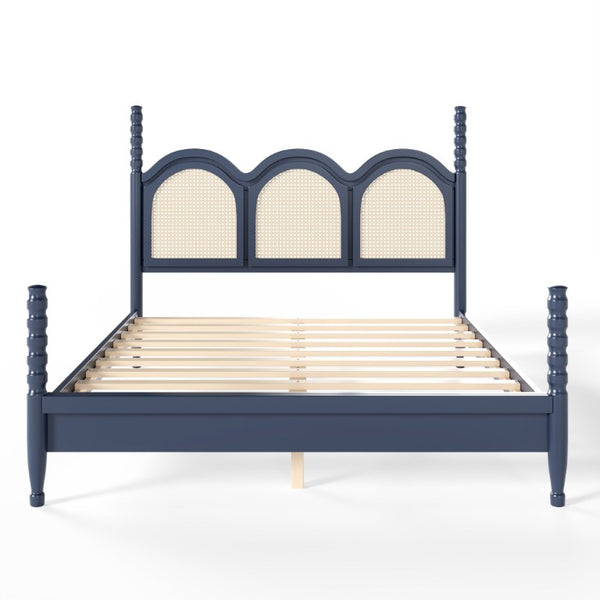 English Elm Twin Over Full Bunk Bed Round Pipe Steel Frame with Guardrails for Kids and Teens Blue MDF,Pine,Plywood W5305S00255