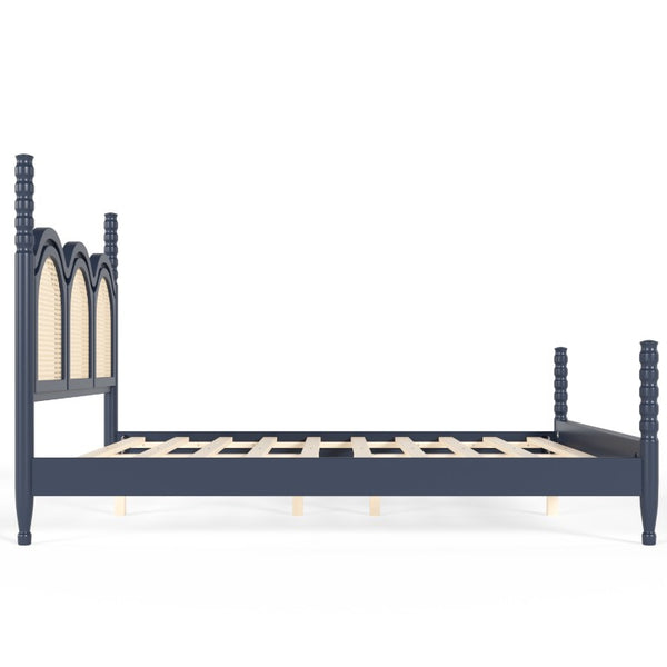 English Elm Twin Over Full Bunk Bed Round Pipe Steel Frame with Guardrails for Kids and Teens Blue MDF,Pine,Plywood W5305S00255