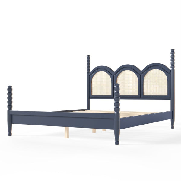 English Elm Twin Over Full Bunk Bed Round Pipe Steel Frame with Guardrails for Kids and Teens Blue MDF,Pine,Plywood W5305S00255