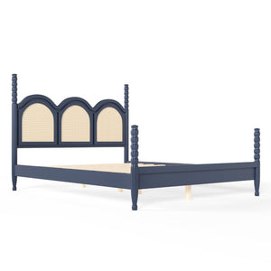 English Elm Twin Over Full Bunk Bed Round Pipe Steel Frame with Guardrails for Kids and Teens Blue MDF,Pine,Plywood W5305S00255
