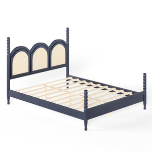 English Elm Twin Over Full Bunk Bed Round Pipe Steel Frame with Guardrails for Kids and Teens Blue MDF,Pine,Plywood W5305S00255