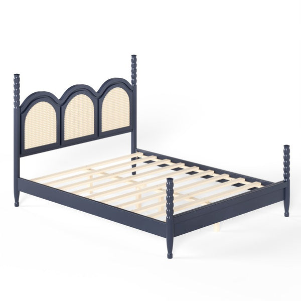 English Elm Twin Over Full Bunk Bed Round Pipe Steel Frame with Guardrails for Kids and Teens Blue MDF,Pine,Plywood W5305S00255