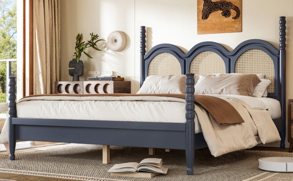 English Elm Twin Over Full Bunk Bed Round Pipe Steel Frame with Guardrails for Kids and Teens Blue MDF,Pine,Plywood W5305S00255