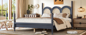 English Elm Twin Over Full Bunk Bed Round Pipe Steel Frame with Guardrails for Kids and Teens Blue MDF,Pine,Plywood W5305S00255