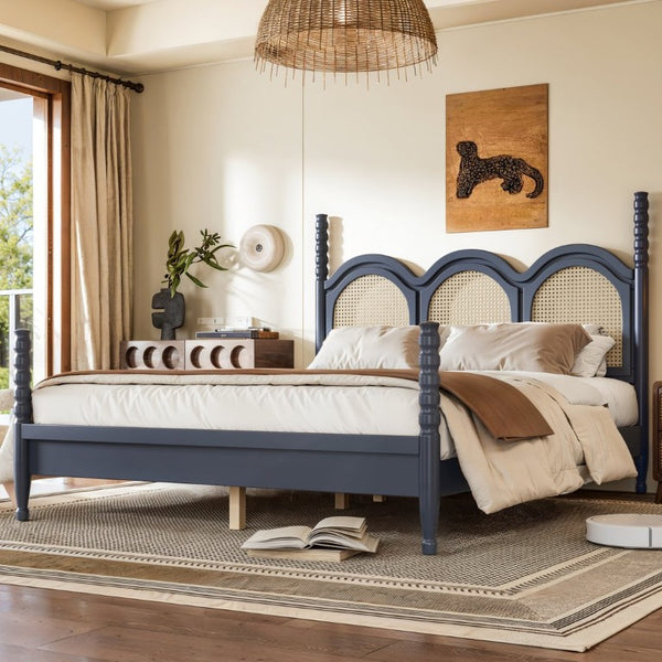 English Elm Twin Over Full Bunk Bed Round Pipe Steel Frame with Guardrails for Kids and Teens Blue MDF,Pine,Plywood W5305S00255
