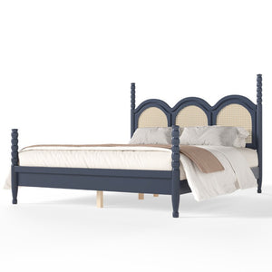 English Elm Twin Over Full Bunk Bed Round Pipe Steel Frame with Guardrails for Kids and Teens Blue MDF,Pine,Plywood W5305S00255