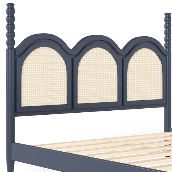 English Elm Twin Over Full Bunk Bed Round Pipe Steel Frame with Guardrails for Kids and Teens Blue MDF,Pine,Plywood W5305S00255