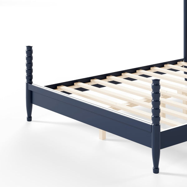English Elm Twin Over Full Bunk Bed Round Pipe Steel Frame with Guardrails for Kids and Teens Blue MDF,Pine,Plywood W5305S00255