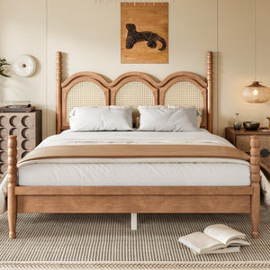 English Elm Twin Over Full Bunk Bed Round Pipe Steel Frame with Guardrails for Kids and Teens Natural MDF,Pine,Plywood W5305S00256